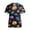 Blue, variant on Women Scrub Tops Halloween Print V Neck Shirt, Pumpkin Short Sleeve Nursing Workwear Tunic Working Uniform Blouse with Pockets