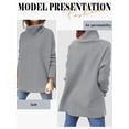 thumbnail image 4 of Xuanfei Women Solid Color Turtle Neck Mid-Length Long Sleeve Side Split Sweater, 4 of 4