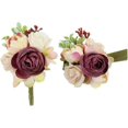 thumbnail image 1 of 2 Piece Faux Flowers Wrist Corsage And Corsage Set, Bridesmaid Wedding Flower Accessories Prom Party Set, 1 of 5