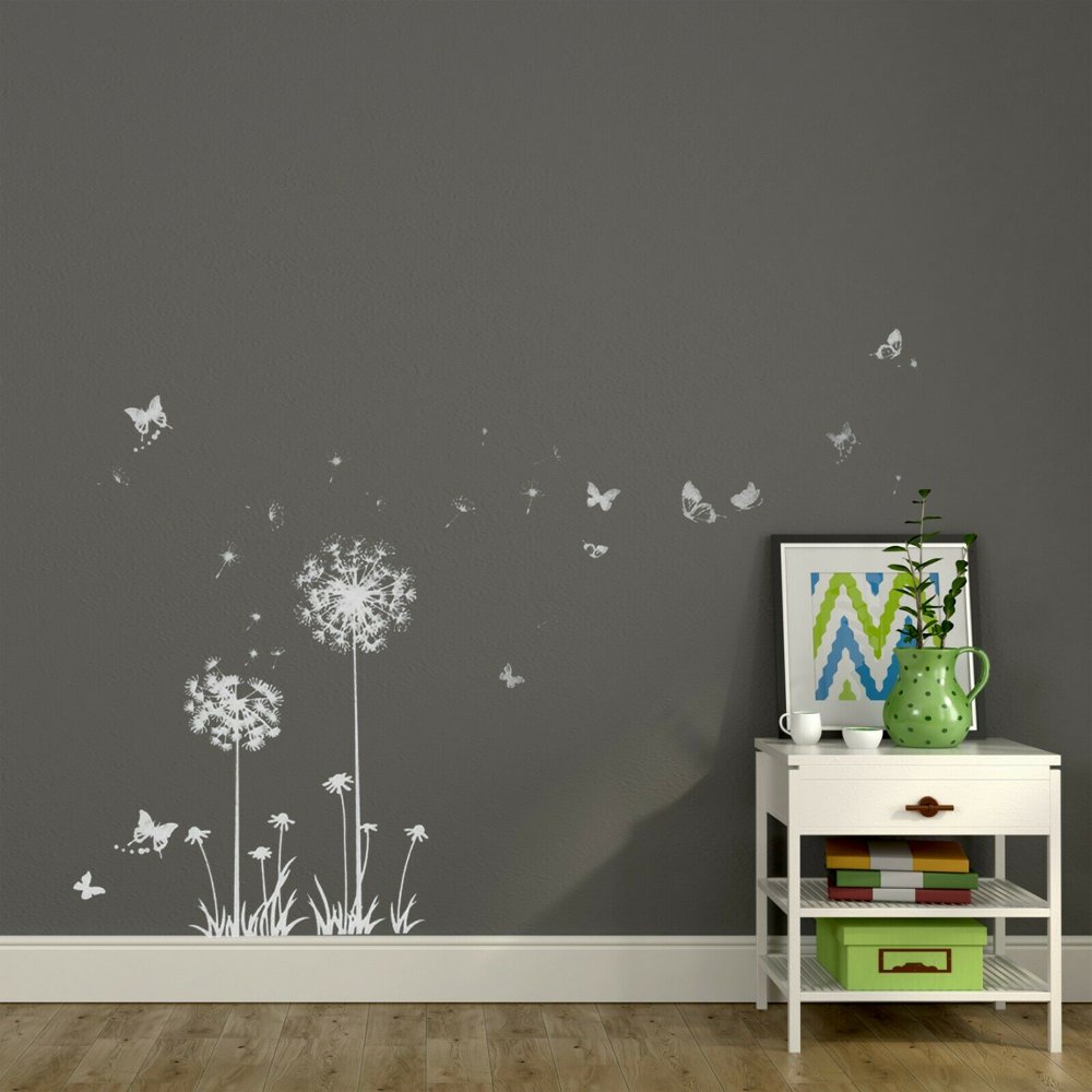 Walplus Wall Sticker White Dandelion with Butterflies Kid Art Decal
