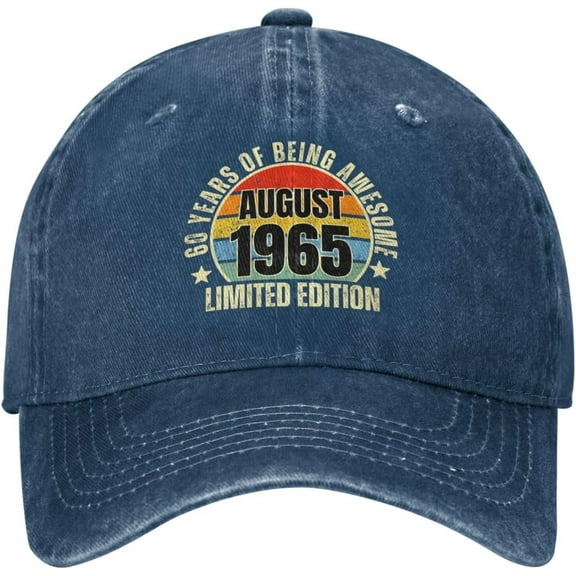 60 Year Old August 1965 60th Birthday Hat Denim Baseball Cap