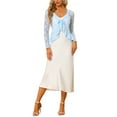 thumbnail image 3 of INSPIRE CHIC Women's Floral Lace Cardigans Tie Front Ruffled Hem Sheer Crop Bolero Shrug 3XL Light Blue, 3 of 7