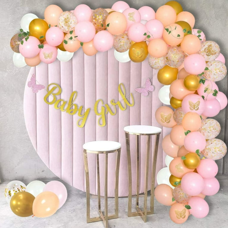 Butterfly Garden Baby Shower Decorations for Girl 110 Piece Pink Balloon  Garland Arch Kit Decor, Baby Girl Glitter Banner Foil Butterflies 