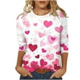 thumbnail image 2 of Qepwscx Tshirts Shirts For Women 3/4 Long Sleeve Valentine'S Day Crew Neck Sweatshirts Love Heart Printed Womens Blouses Going Out Tops Pullover Sweatshirts Spring Fall Graphic T-Shirt Festival, 2 of 5