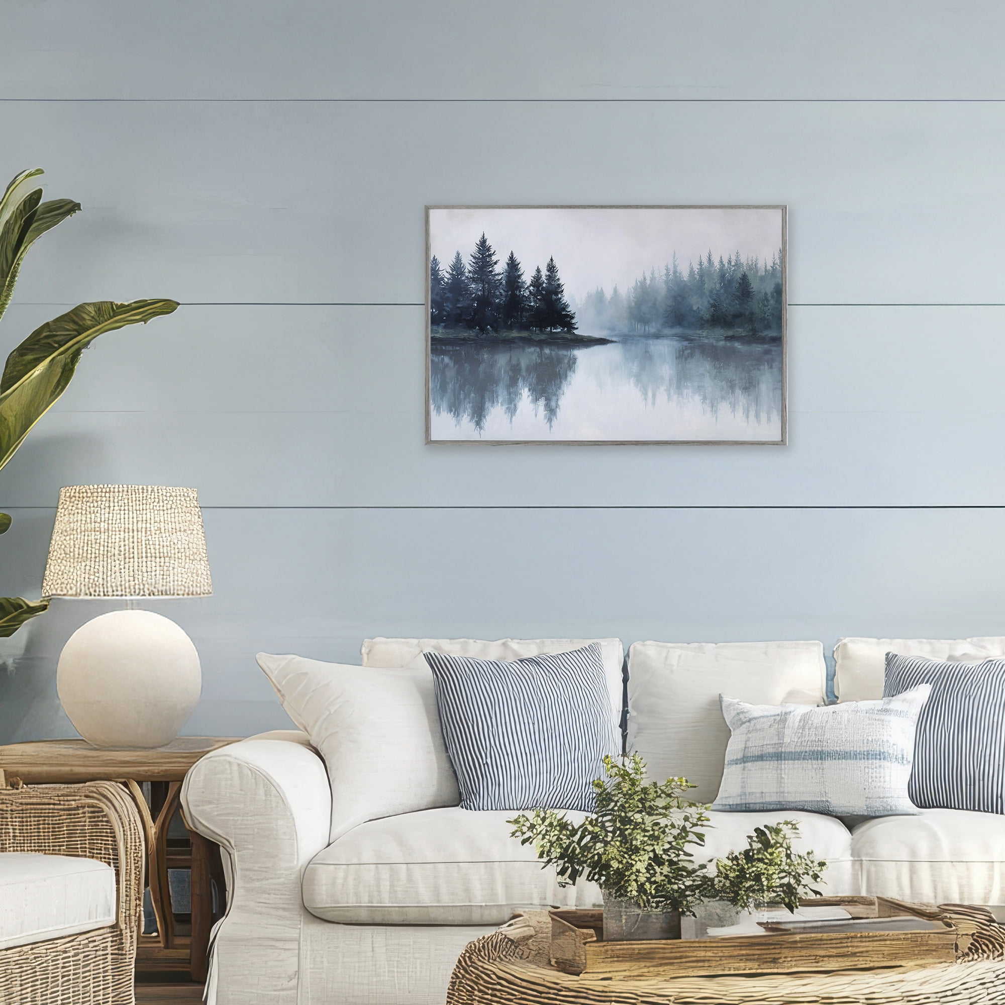 Stupell Industries Indigo Tree Reflections Gray Framed Giclee Art, design by Jacky Ngan