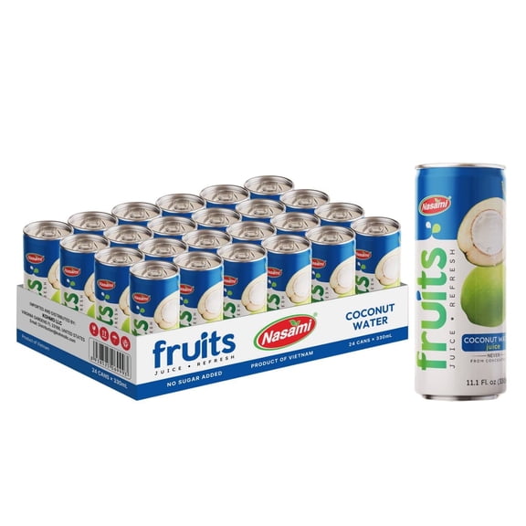 Nasami 100% Coconut Water – 11.1 fl oz (330ml) Can, No Sugar Added