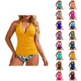 thumbnail image 1 of Womens Swimsuits Tankini Fashion Deep V Neck Slimming Tummy Control with High Waisted Bottom Two Piece Bathing Suits Woman, 1 of 3