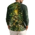 thumbnail image 4 of Wutalume Men's Loose Fit Button-Down Collar Shirt, Long Sleeve Casual Top with Christmas Print, Relaxed Henley Style for Holiday and Everyday Wear,Dark Green L, 4 of 8