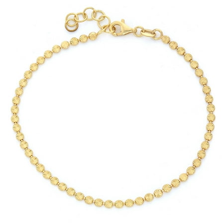 Giuliano Mameli Sterling Silver 14kt Gold and Rhodium-Plated 2.5mm Facted Beaded Bracelet