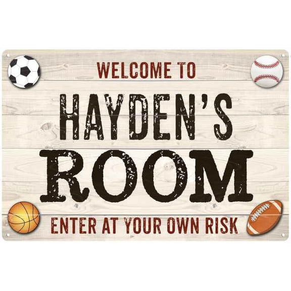 HAYDEN'S Room Kids Bedroom Sign Boy's Gift 8x12 Metal 108120090078
