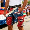 thumbnail image 2 of Krdevn Men's Independence Day American Flag Print Cargo Shorts Distressed Casual Utility Workwear Shorts, 2 of 5