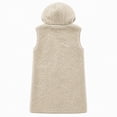 thumbnail image 5 of Valufy Women's Hooded Fleece Vest, Button Down Sleeveless Sherpa Gilet with Pockets, Mid-Length Loose Fit Warm Outerwear, 5 of 6