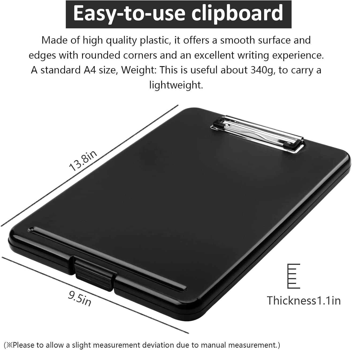 Clipboard with Storage,Storage Clipboard with Clip,Clipboards Foldable for Nurse,for 8.5x11 Paper Clip Boards,A4 Clipboards Case with Smooth Writing for Office Supplies Clip Board Case-Black