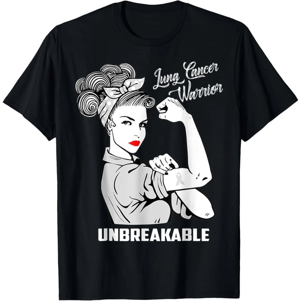 Camiseta de Mujer Guerrera del Cáncer de Pulmón - Conciencia Inquebrantable - Regalo - Negro