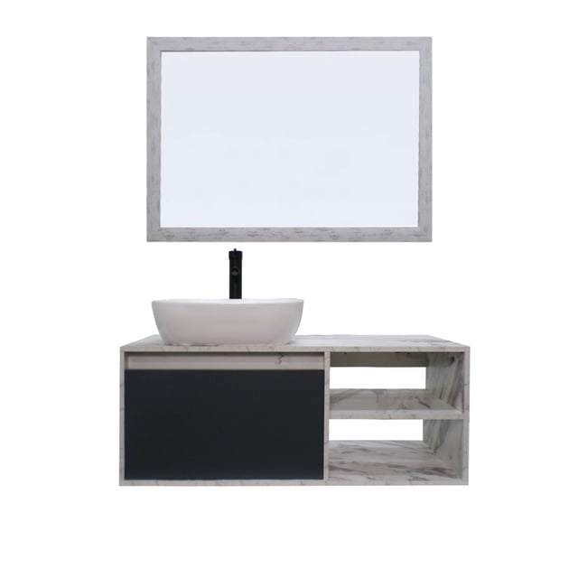 Gabinete De Baño Con Lavabo Y Espejo Decorativo Minimalista MARBELLA