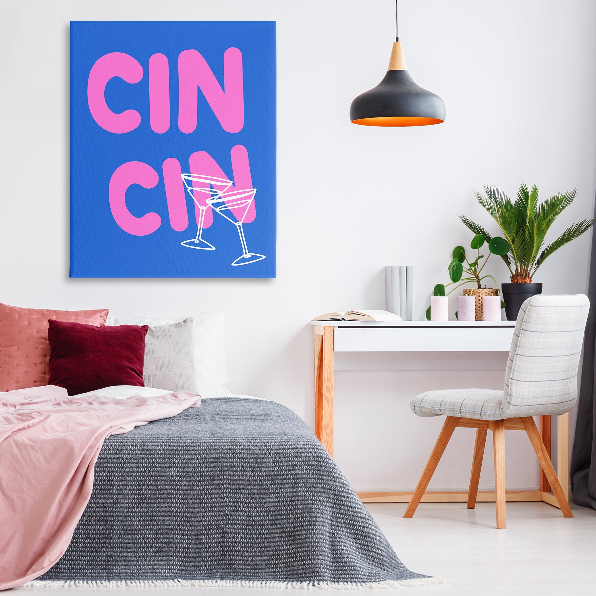 Stupell Industries Cin Cin Cheers Glasses Food & Beverage Painting Wrapped Canvas Art Print Wall Art, 36 x 48