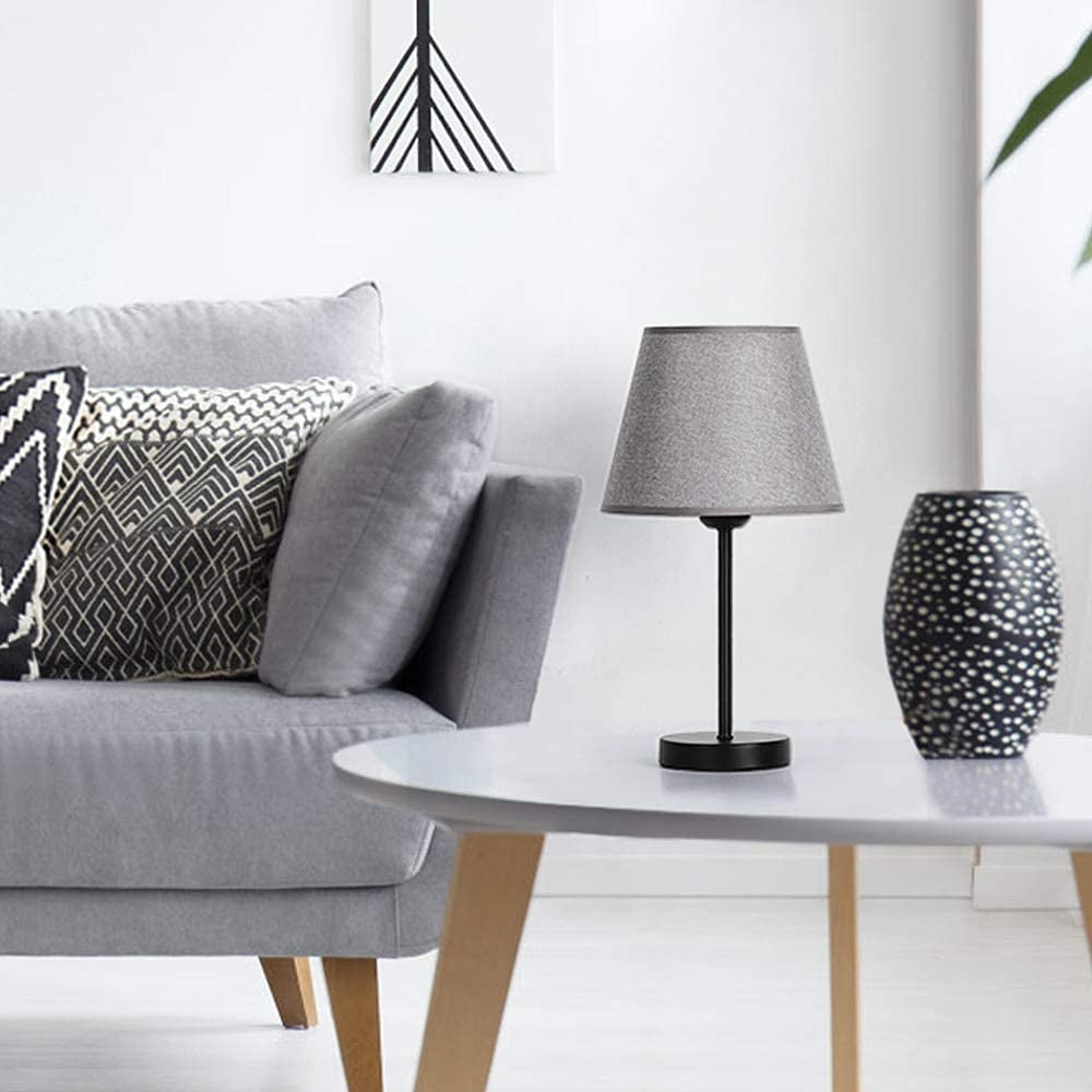 Bedside Table Lamps Small Nightstand Lamps Set of 2 & Fabric Shade Bedside