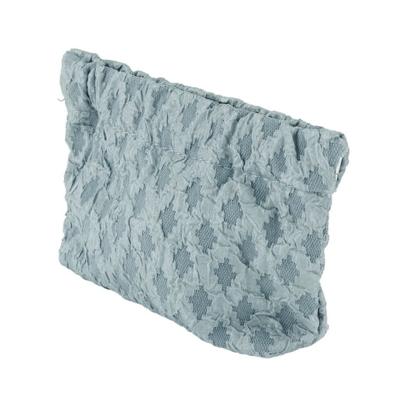 1 Pc Bolsa de Maquillaje con Cierre a Presión para Mujeres, Bordado, para Actividades al Aire Libre, Gimnasio, Lona, Gris Azul - Pequeña