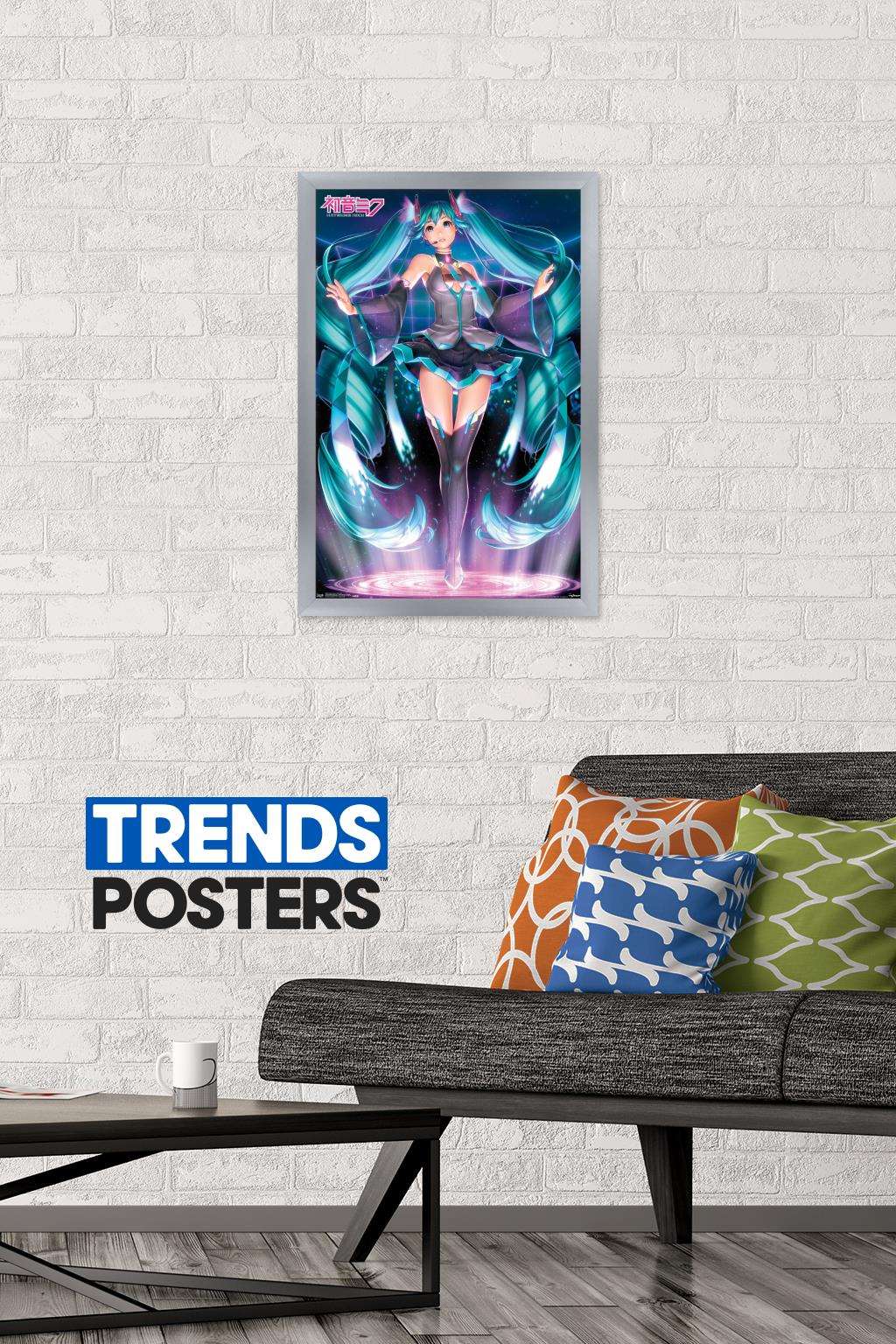 Hatsune Miku - Projection Wall Poster, 14.725" x 22.375", Framed