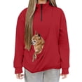 thumbnail image 5 of NMMUED Sweatshirt with Dog Pouch Quarter Zip Sweatshirt Women Pet Pouch Sweatshirt Baggy Sweatshirt with Cat Pouch Plain Sweatshirt Cat Pouch Sweatshirt Red XL, 5 of 5