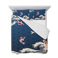 thumbnail image 7 of Coastal Wave Full Size Down Alternative Comforter, Lightweight Comforter Quilt Bedding Set with Pillow Shams Japanese Style Ocean Fish Blue All Seasons Bed Comforter Duvet Insert 78"x90", 7 of 7