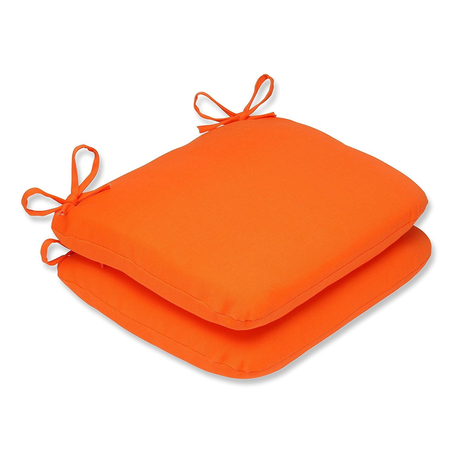 Pillow Perfect Indoor/Outdoor Sundeck Rounded Seat Cushion, Orange, Set of 2