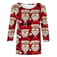 thumbnail image 4 of JSheng 3/4 Sleeve Tops for Women Christmas Women's Loose Fashionable Printed Round Neck Pullover T-shirt Top Multicolor S, 4 of 4