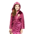 thumbnail image 2 of Harry Potter Girls' Hogwarts Houses Velvet Hooded Robe Lounge Bathrobe - Gryffindor Ravenclaw Slytherin Hufflepuff, 2 of 6