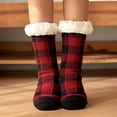 thumbnail image 7 of LYMAYTER Slip Grip Socks for Women Classic Buffalo Plaid Mid-Calf Socks Winter Non-Skid Warm Slipper Socks, 7 of 7
