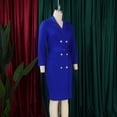 thumbnail image 5 of AURA Plus Size Double Breasted Blazer Collar Maxi Dress Elegant Long Sleeve Office Bodycon Dress with Belt, 5 of 10
