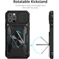 thumbnail image 2 of for iPhone 12/12 Pro Case with Slide Camera Cover Drop Tested Military Grade Heavy Duty Protective Durable Sturdy Rotate Ring Kickstand Phone Case for iPhone 12/12 Pro(Black), 2 of 14