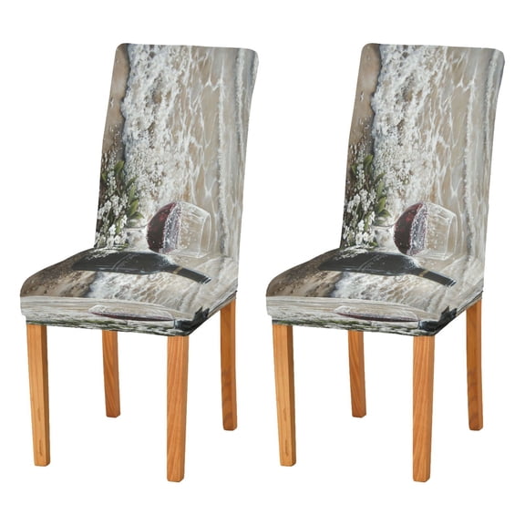 BZSMCE Chairs Slipcovers Dining Chair Covers Red Wine by The Sea Creative Pattern