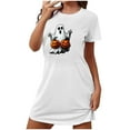 thumbnail image 3 of Womens Halloween Shirt Dresses Short Sleeve Crew Neck Halloween Skeleton Pumpkin Printed Loose Dresses, 3 of 3