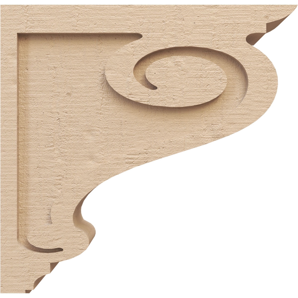 4"W x 16"D x 16"H Thin Scroll Rough Cedar Woodgrain TimberThane Corbel, Primed Tan