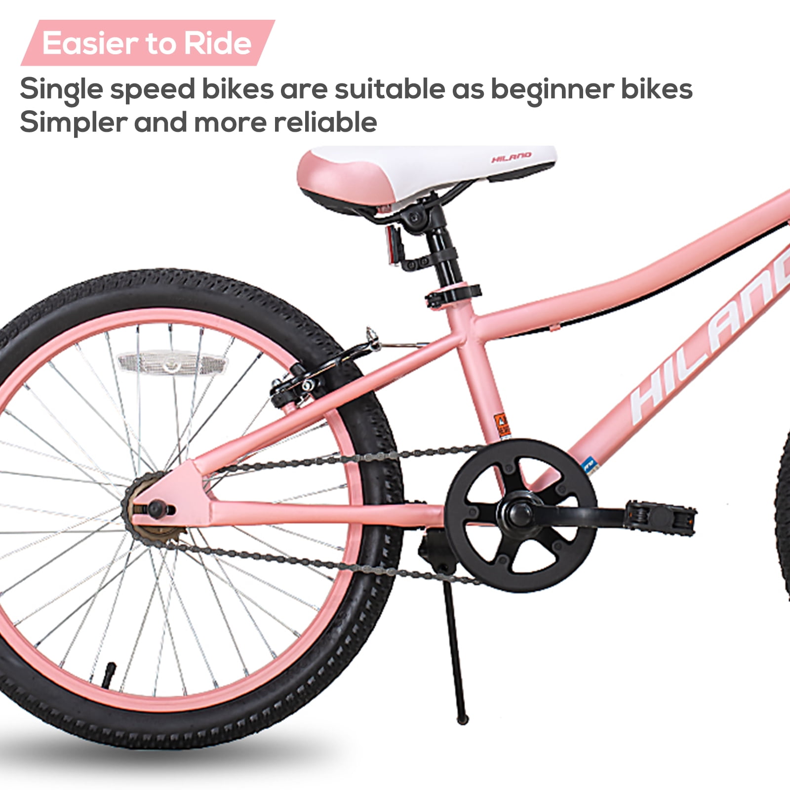 Hiland 20 inch Mountain Bike with Dual Handbrakes and Kickstand, Pink