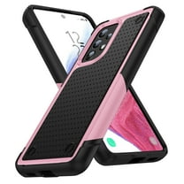 ELEHOLD for Samsung Galaxy A53 5G 2022 Fit Case, Military-Grade Dual Layer Raised Frame Screen & Camera Lens Protective Armor Hybrid PC TPU Anti-Drop Shockproof Slim Rugged Case,Pink