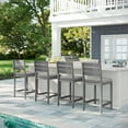 thumbnail image 6 of Martha Stewart Set of 2 Indoor-Outdoor Patio Bar Stools with Gray Brushed Woodgrain Aluminum Finish and Gray All-Weather Seat Cushions, 6 of 12