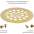 thumbnail image 3 of 4-1/4“ Shower Strainer Drain Trim Set, Screw-in Shower Strainer Drain Cover, Plastic-Oddities Style Replacement Strainer Grid,Machine & Self-Tapping Screws Included (Brushed Gold), 3 of 7