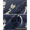 thumbnail image 6 of Cute Cat Kitchen Valances for Windows Farmhouse Linen Window Valance Curtain for Living Room Window Treatment Navy Blue Japanese Style Animals Wave Pattern Valance Rod Pocket Topper, 42 x 12 Inch, 6 of 6