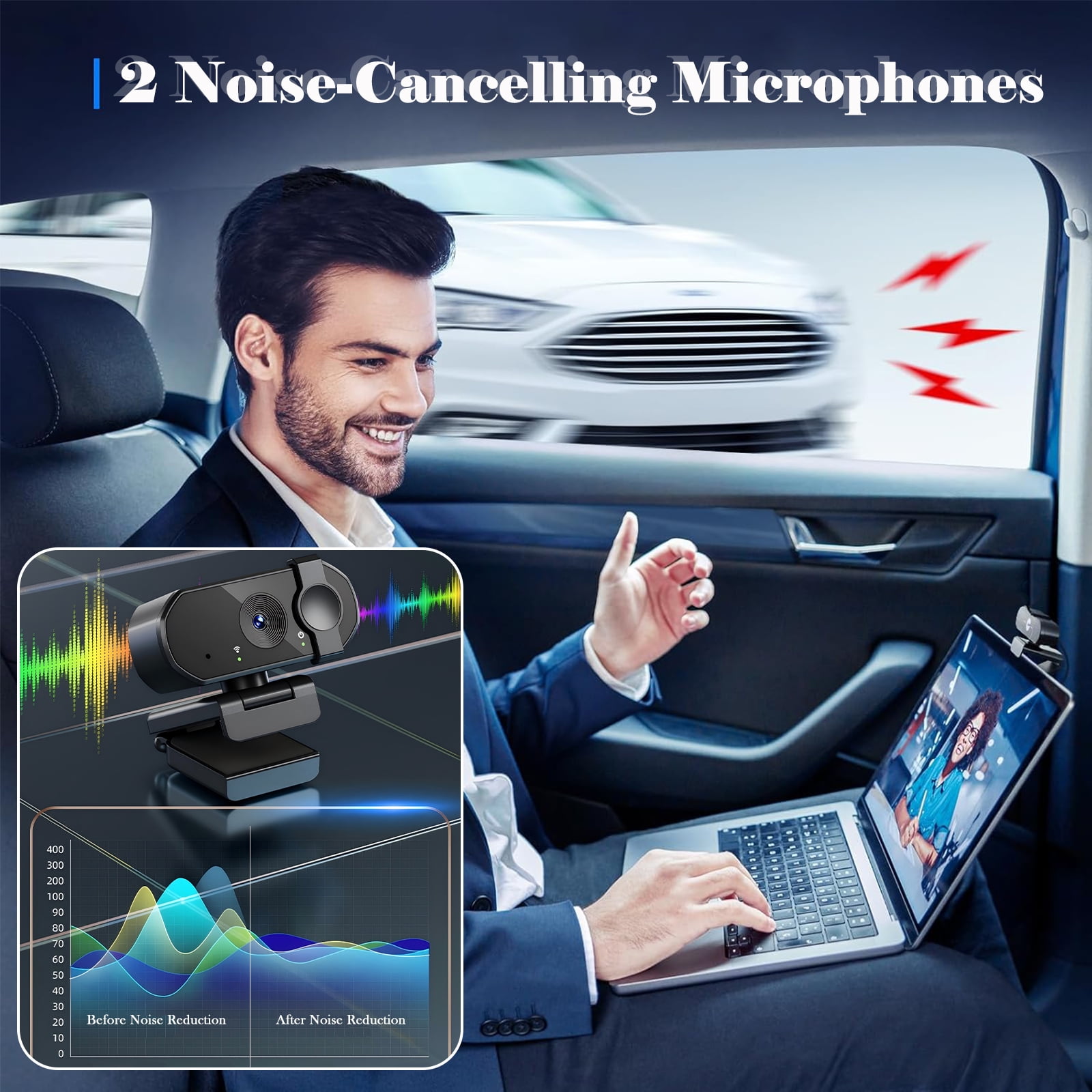 RONY 4K Webcam with Microphone, Plug & Play Computer Camera with Auto Focus and Noise - Cancelling