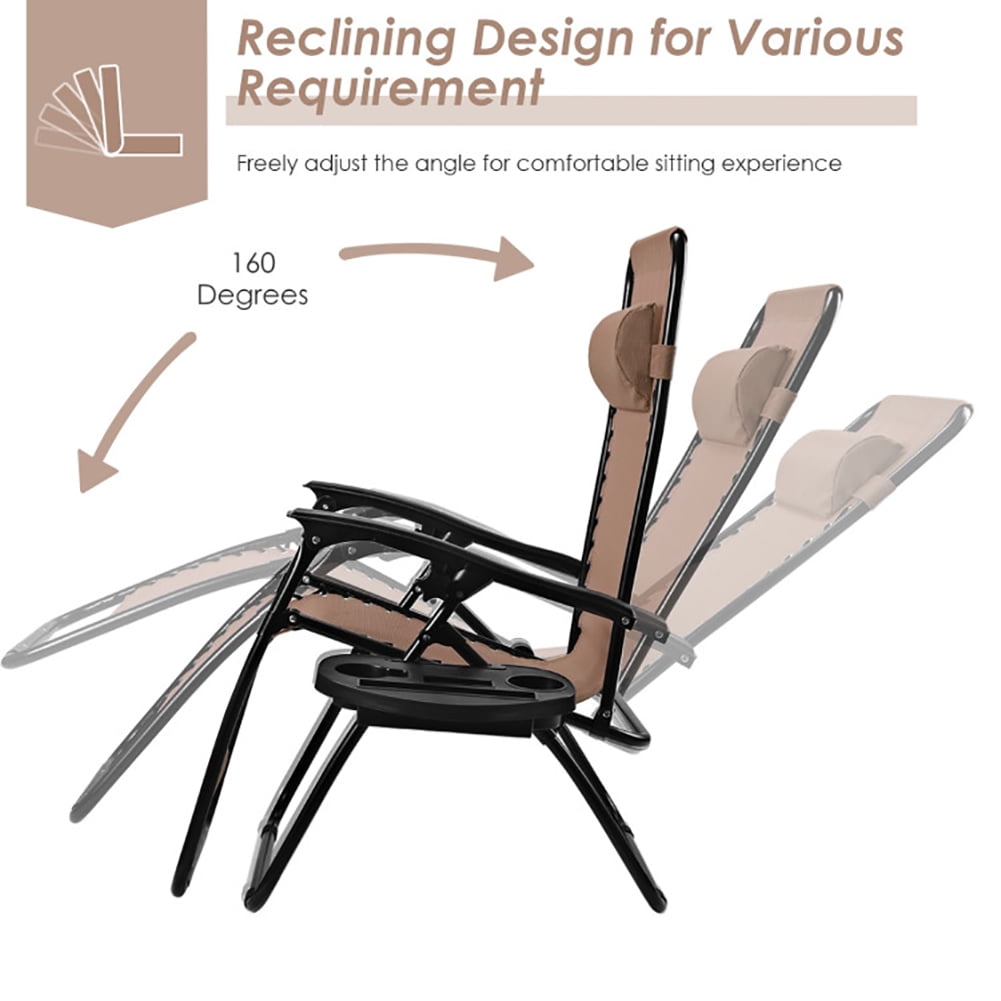 Aimee Lii Outdoor Folding Zero Gravity Reclining Lounge Chair with Utility Tray, Outdoor Patio Furniture, Brown Aimee Lii Outdoor Folding Zero Gravity Reclining Lounge Chair with Utility Tray, Outdoor Patio Furniture, Brown
