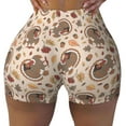 thumbnail image 2 of Balery Cute Autumn Turkey Pantalones cortos de entrenamiento estampados para mujer, sin costuras, ajustados, para gimnasio, yoga, correr, deportes, ejercicio activo, fitness.-Large, 2 of 8