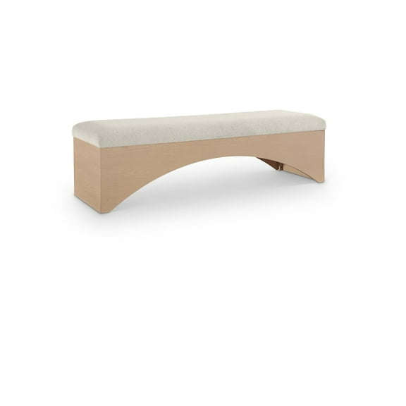 Meridian Furniture Lawson Cream Velour Fur Fabric Bench