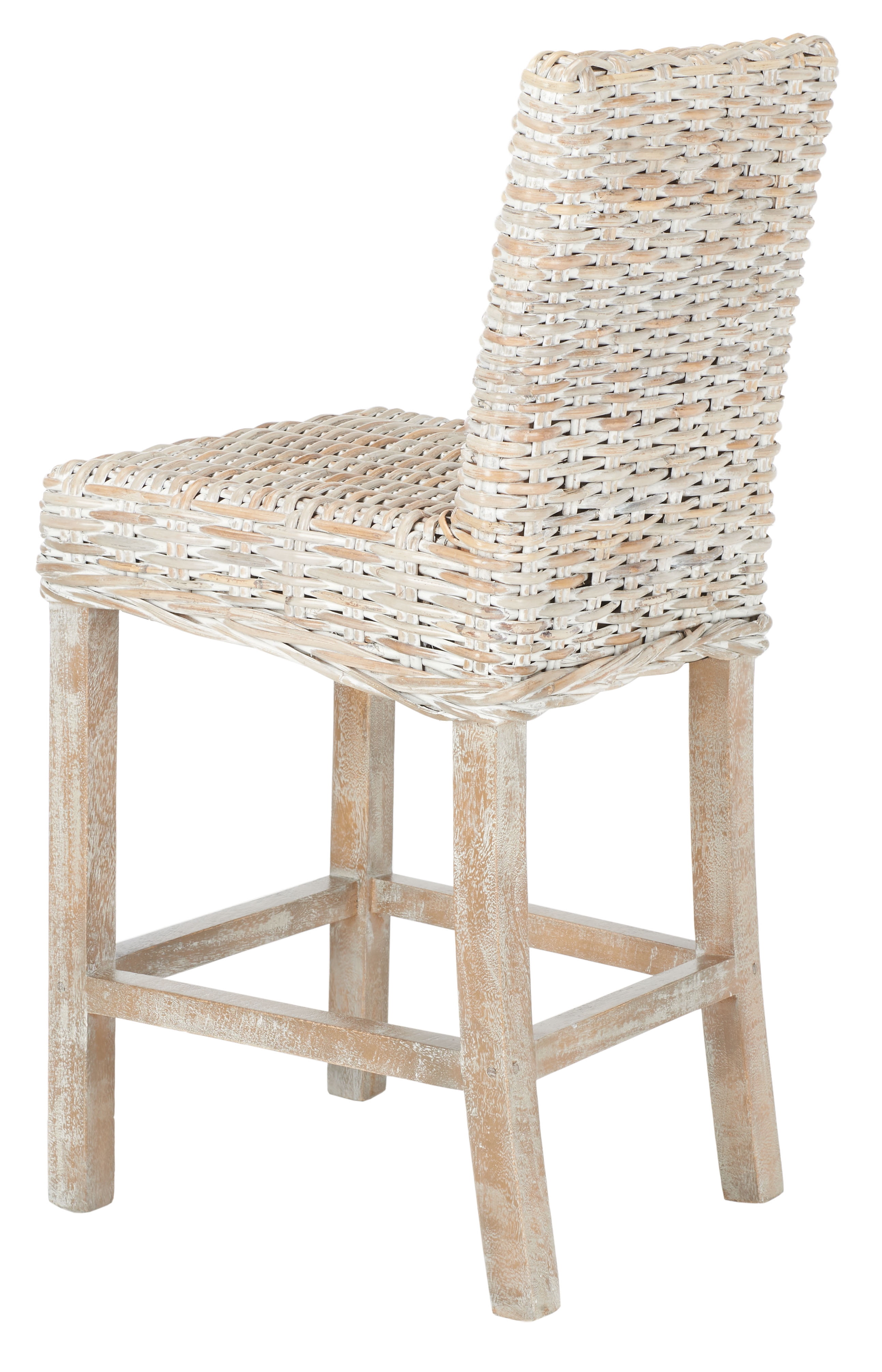 SAFAVIEH Tobie Rattan Counter Stool w/ Footrest, Grey White Wash