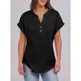 thumbnail image 6 of ANRABESS Womens Short Sleeve Henley Tops V Neck Dressy Casual Blouses Summer Trendy Tee Shirts 2026 Vacation Fashion Clothes Black L, 6 of 8