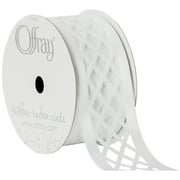 Offray Ribbon, White 1 1/2 inch Cutout Satin Ribbon for Sewing, Crafts, and Wedding, 9 feet, 1 Each
