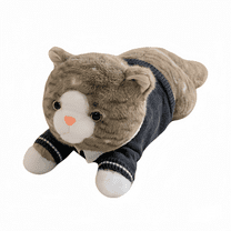 Weighted Soft Cat Plush Toy Body Pillow - Cute Lifelike Kitten Stuffed Animal (Clothes Removable)