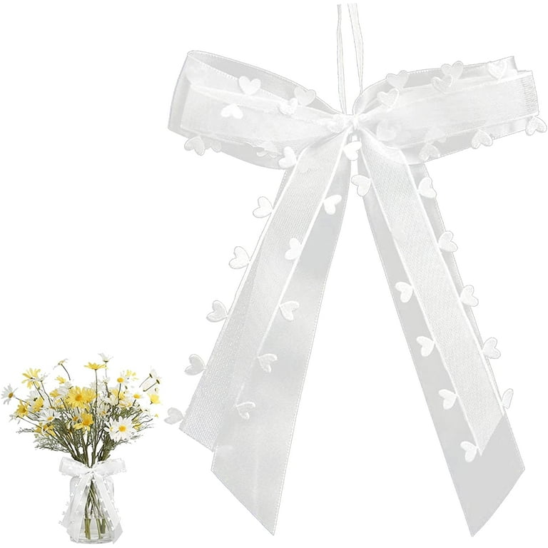 10/20pcs White Ribbon Bows Wedding Bowknots Ribbon DIY Gift Wrap Satin  Ribbon Wedding Car Chair Vase Guest Favors Decoration