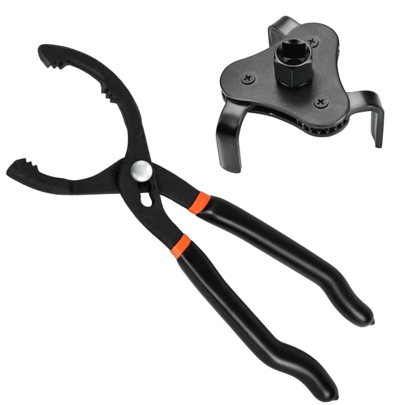 2 Pieces 12" Oil Filter Pliers and Universal Adjustable Oil Filter Wrench Removal Tool
