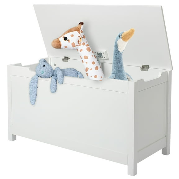 SESSLIFE Toy Storage Box, Wooden Toy Box and Storage Chest with Seating Bench, Toy Chest with Safety Hinged Lid, Gift for Boys Girls